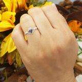 0.15 Carat (ctw) 10k White Gold Round Diamond and Blue Sapphire Ladies Bridal Promise Irish Love and Friendship Band Claddagh Heart Shape Ring