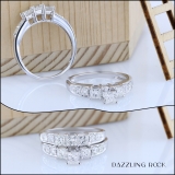 2.00 Carat (ctw) 14K White Gold Princess & Round Diamond 3 Stone Ladies Engagement Bridal Ring Set Matching Band 2 CT