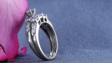 3.00 Carat (ctw) 10k White Gold Round White Cubic Zirconia Ladies 3 Stone Bridal Engagement Ring Matching Band Set 3 CT