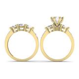 1.80 Carat (ctw) 14k Yellow Gold Round Diamond Ladies 3 Stone Bridal Engagement Ring Matching Band Set