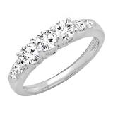 10K White Gold Round Cubic Zirconia Ladies Stackable Anniversary Wedding Band