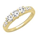 14K Yellow Gold Round Cubic Zirconia Ladies Stackable Anniversary Wedding Band
