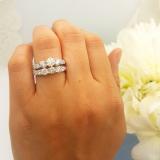 1.80 Carat (ctw) 14k White Gold Round Diamond Ladies 3 Stone Bridal Engagement Ring Matching Band Set