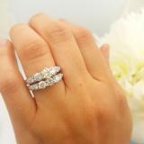 1.80 Carat (ctw) 14k White Gold Round Diamond Ladies 3 Stone Bridal Engagement Ring Matching Band Set
