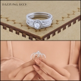 0.50 Carat (ctw) 14k White Gold Round Diamond Ladies Halo Bridal Engagement Ring Matching Band 3 pcs Set