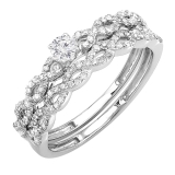 0.50 carat (ctw) 14k White Gold Round Cut Diamond Ladies Bridal Engagement Ring Matching Wedding Set 1/2 CT