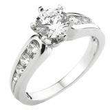 0.60 Carat (ctw) 14k White Gold Round Diamond Ladies Bridal Engagement Ring
