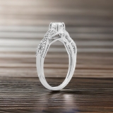 0.65 Carat (ctw) 18K White Gold Round Diamond Solitaire with Accents Ladies Bridal Engagement Ring 1/2 CT