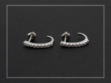 0.40 Carat (ctw) 18K White Gold Round White Diamond Ladies Fancy J Shaped Hoop Earrings