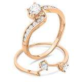 0.90 Carat (ctw) 14k Rose Gold Round Diamond Ladies Swirl Bridal Engagement Ring Matching Band Set