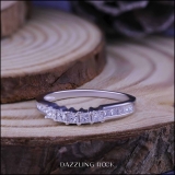 0.55 Carat (ctw) 10K White Gold Princess Cut Diamond Ladies Anniversary Wedding Curved Band Stackable Ring 1/2 CT