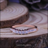 0.55 Carat (ctw) 14K Rose Gold Princess Cut Diamond Ladies Anniversary Wedding Curved Band Stackable Ring 1/2 CT