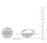 2.00 Carat (ctw) Princess & Round White Diamond Ladies Bridal 3 Stone Engagement Ring 2 CT 14K White Gold