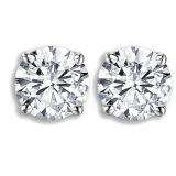 IGI Certified 0.98 Carat (ctw) 14K White Gold Round Cut White Diamond Ladies Stud Earrings 1 CT