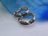 0.85 Carat (ctw) Round White & Champagne Diamond Ladies Hoop Earrings 18K White Gold