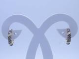 0.85 Carat (ctw) Round White & Champagne Diamond Ladies Hoop Earrings 18K White Gold