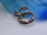 0.85 Carat (ctw) Round White & Champagne Diamond Ladies Hoop Earrings 14K Rose Gold