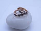0.85 Carat (ctw) Round White & Champagne Diamond Ladies Hoop Earrings 14K Rose Gold