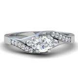 0.38 Carat (ctw) 10k White Gold Round Diamond Ladies Swirl Bridal Engagement Ring 3/8 CT