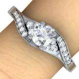 0.38 Carat (ctw) 10k White Gold Round Diamond Ladies Swirl Bridal Engagement Ring 3/8 CT