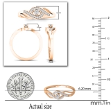 0.15 Carat (ctw) 10k Rose Gold Round Cut Diamond Ladies Criss Cross Engagement Bridal Promise Ring