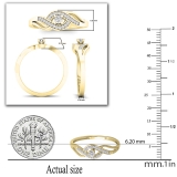 0.15 Carat (ctw) 10k Yellow Gold Round Cut Diamond Ladies Criss Cross Engagement Bridal Promise Ring