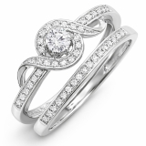 0.25 Carat (ctw) 10K White Gold Round Diamond Ladies Bridal Promise Ring Set Matching Band 1/4 CT