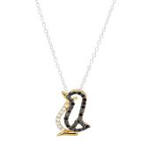 0.20 Carat (Ctw) Round Black & White Diamond Penguin Pendant for Her 1/5 CT | 10K Yellow Gold