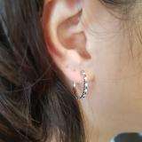 0.50 Carat (ctw) 10k Rose Gold Round Blue Sapphire and White Diamond Ladies Hoop Earrings 1/2 CT