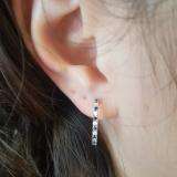 0.50 Carat (ctw) 10k Rose Gold Round Blue Sapphire and White Diamond Ladies Hoop Earrings 1/2 CT