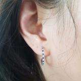 0.50 Carat (ctw) 10k White Gold Round Blue Sapphire and White Diamond Ladies Hoop Earrings 1/2 CT