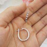 0.50 Carat (ctw) 10k White Gold Round Blue Sapphire and White Diamond Ladies Hoop Earrings 1/2 CT