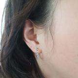 0.50 Carat (ctw) 10k White Gold Round Blue Sapphire and White Diamond Ladies Hoop Earrings 1/2 CT