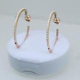 0.33 Carat (ctw) 18K Plated Rose Gold Sterling Silver Round Diamond Ladies Hoop Earrings 1/3 CT