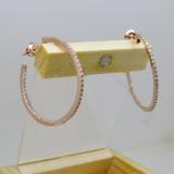 0.33 Carat (ctw) 18K Plated Rose Gold Sterling Silver Round Diamond Ladies Hoop Earrings 1/3 CT