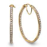 2.00 Carat (ctw) 14k Yellow Gold Round Diamond Ladies Hoop Earrings 2 CT