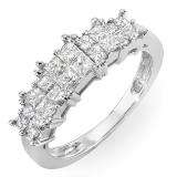 0.70 Carat (ctw) 14k White Gold Princess Diamond Ladies Bridal Engagement Ring 3/4 CT