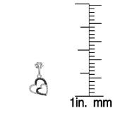 0.60 Carat (ctw) 10k White Gold Round Black & White Diamond Ladies Double Heart Dangling Earrings