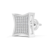 0.08 Carat (ctw) 14K White Gold White Diamond Kite Shape Men's Hip Hop Iced Stud Earring(1pc)