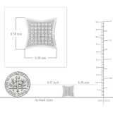 Round White Diamond Concave Square Unisex Stud Earrings (0.15 ctw, Color I-J, Clarity I2-I3) in 925 Sterling Silver in Push Back