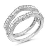 0.45 Carat (ctw) 10K White Gold Round Diamond Ladies Anniversary Wedding Band Milgrain Guard Double Ring 1/2 CT