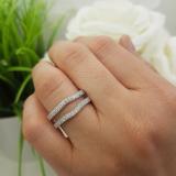 0.45 Carat (ctw) 10K White Gold Round Diamond Ladies Anniversary Wedding Band Milgrain Guard Double Ring 1/2 CT