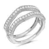 0.45 Carat (ctw) 14k White Gold Round Diamond Ladies Anniversary Wedding Band Milgrain Guard Double Ring 1/2 CT