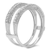 0.45 Carat (ctw) 14k White Gold Round Diamond Ladies Anniversary Wedding Band Milgrain Guard Double Ring 1/2 CT