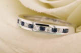 0.45 Carat (ctw) 10k White Gold Round White Diamond & Blue Sapphire Ladies Anniversary Wedding Stackable Ring Band 1/2 CT