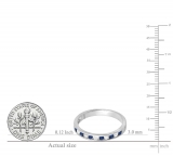 0.45 Carat (ctw) 10k White Gold Round White Diamond & Blue Sapphire Ladies Anniversary Wedding Stackable Ring Band 1/2 CT