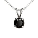 0.25 Carat (ctw) Round Black Diamond Ladies Solitaire Pendant 1/4 CT, 10K White Gold With Silver Chain