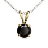 0.50 Carat (ctw) 14K Yellow Gold Round Black Diamond Ladies Solitaire Pendant 1/2 CT