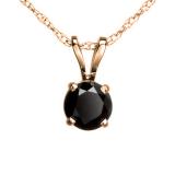 0.25 Carat (ctw) Round Black Diamond Ladies Solitaire Pendant 1/4 CT, 10K Rose Gold With Gold Chain