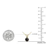 1.15 Carat (ctw) Round Black Diamond Ladies Solitaire Pendant, 10K Yellow Gold With Gold Chain
